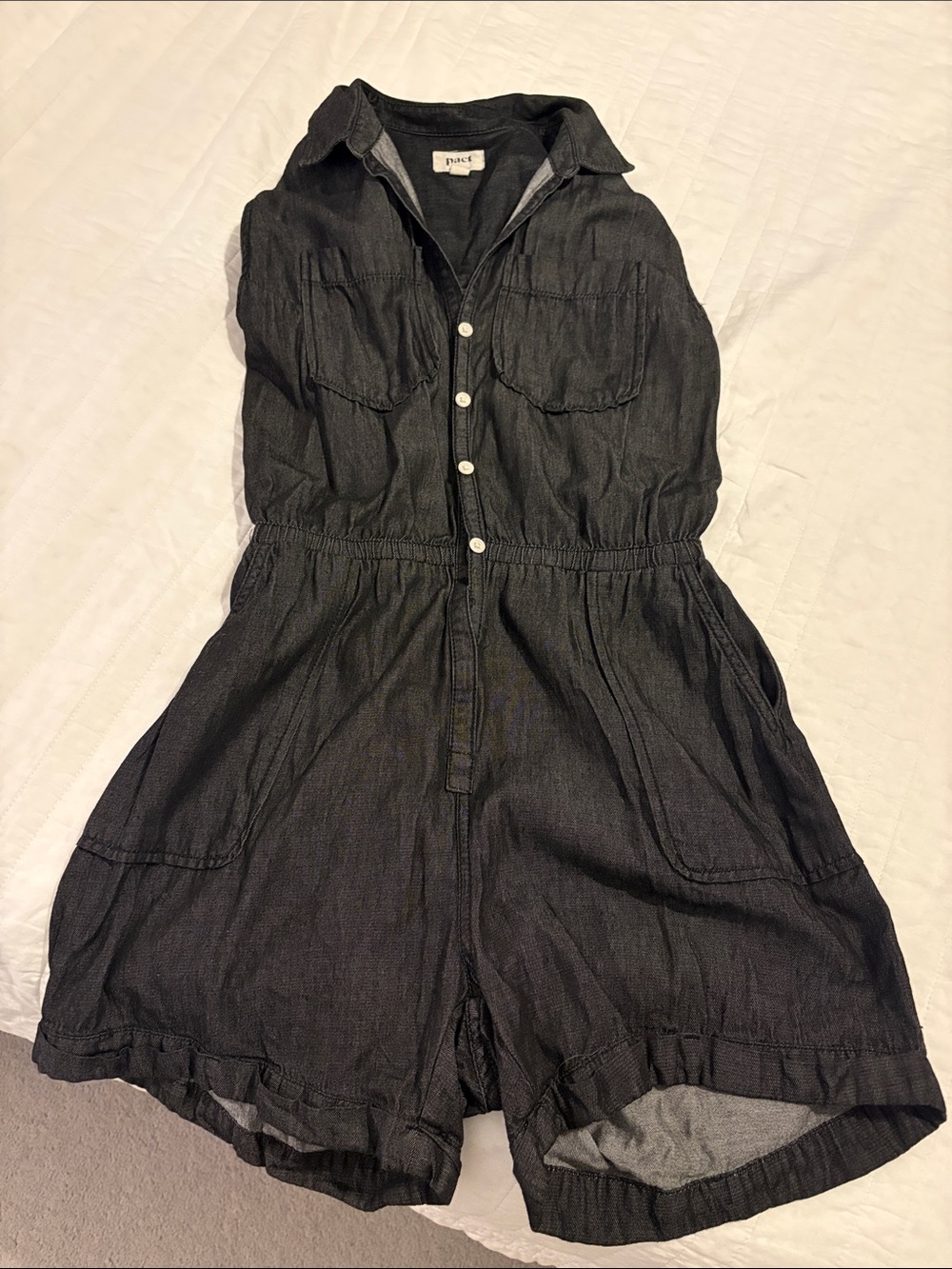 Pact Organic Cotton Dark Denim Romper